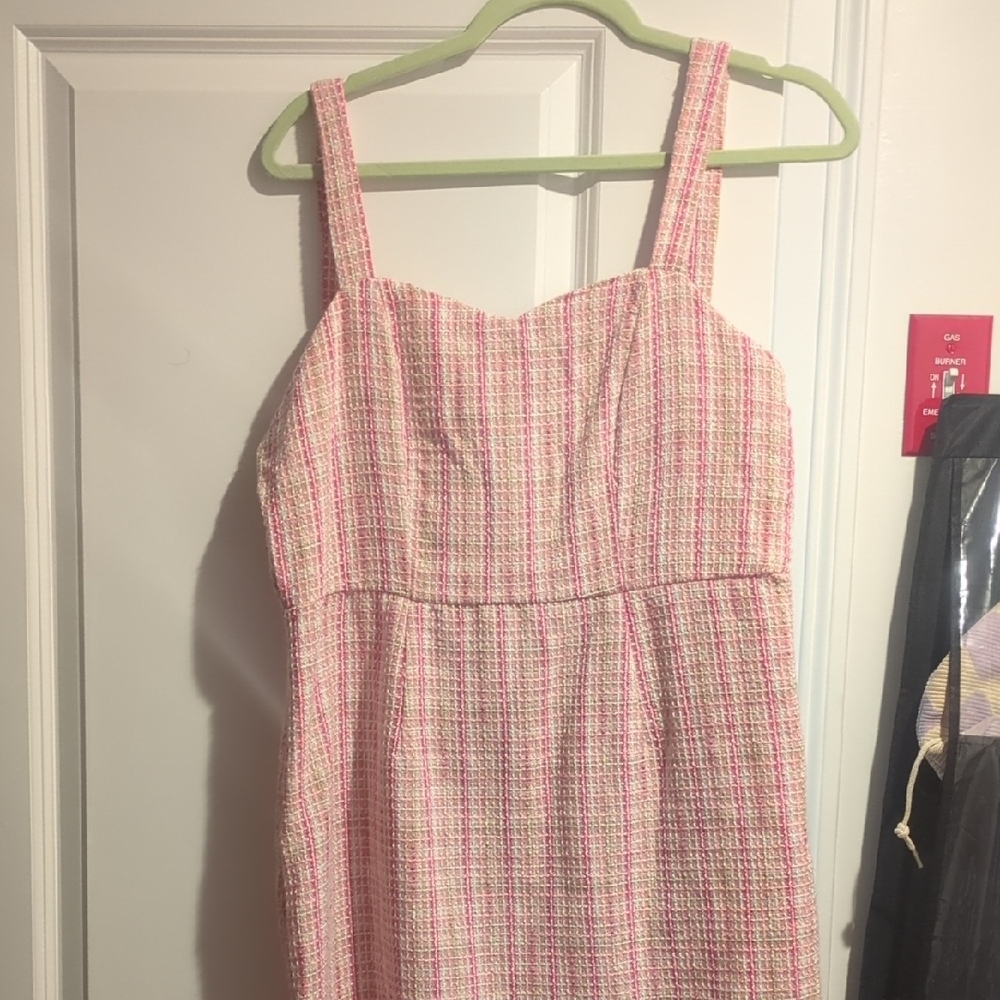 Pink and White Tweed Dress